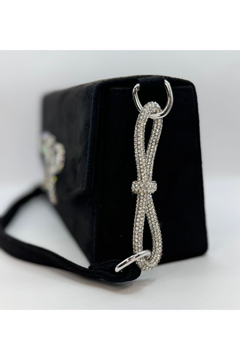 Velvet Rhinestone Bow Bag