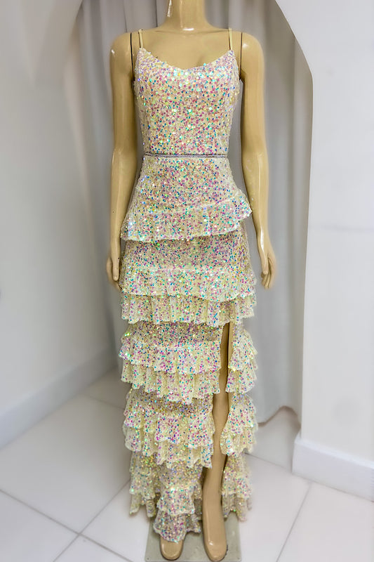 Yellow Iridescent Flounce Formal