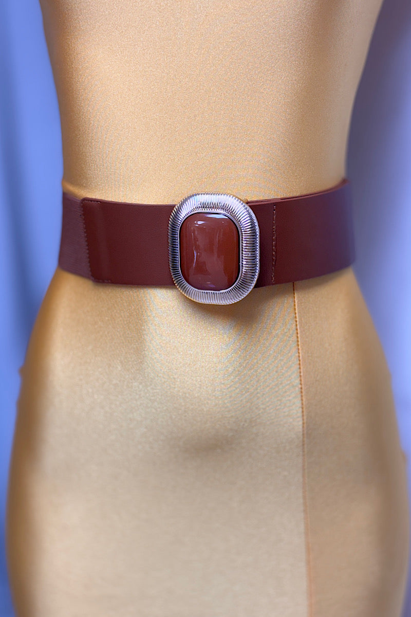 Rounded Edge Buckle Stretch Belt