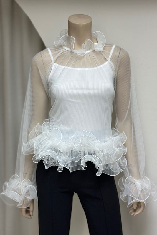Ruffle Detail Pleated Top