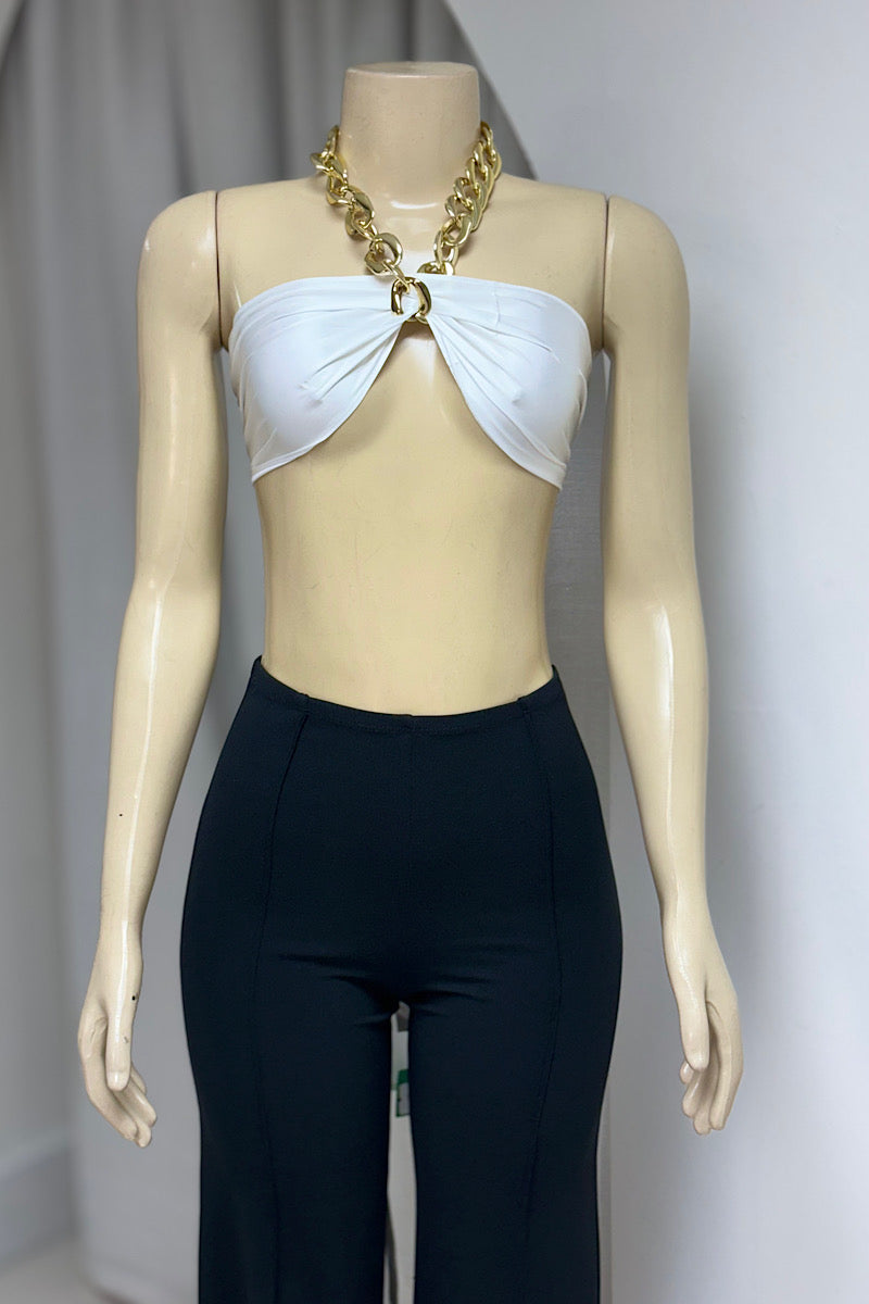 Chain Satin Wrap Top