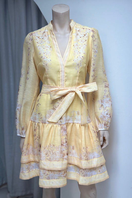 Drop Waist Floral V-Neck Mini Dress