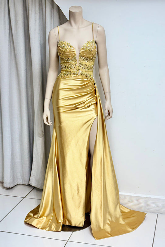Rhinestone Side Sheath Ruched Back Formal