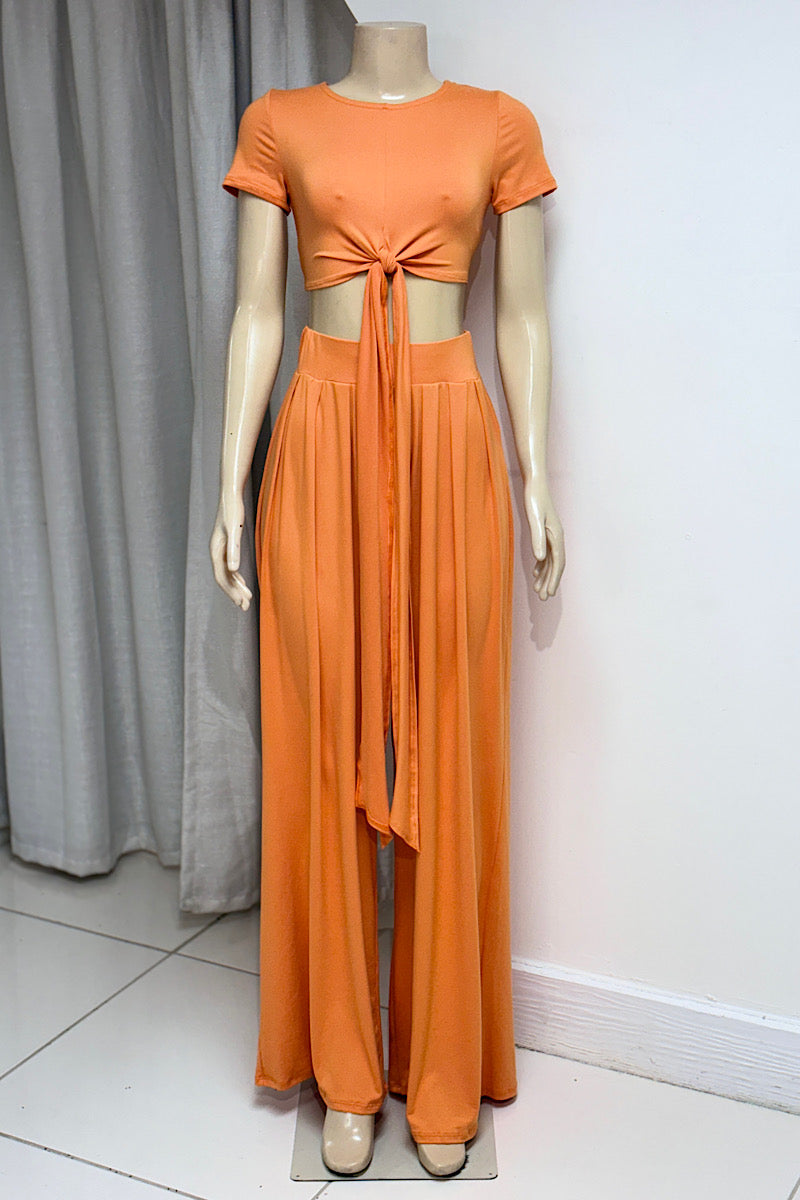 Front Tie Wide Leg Set