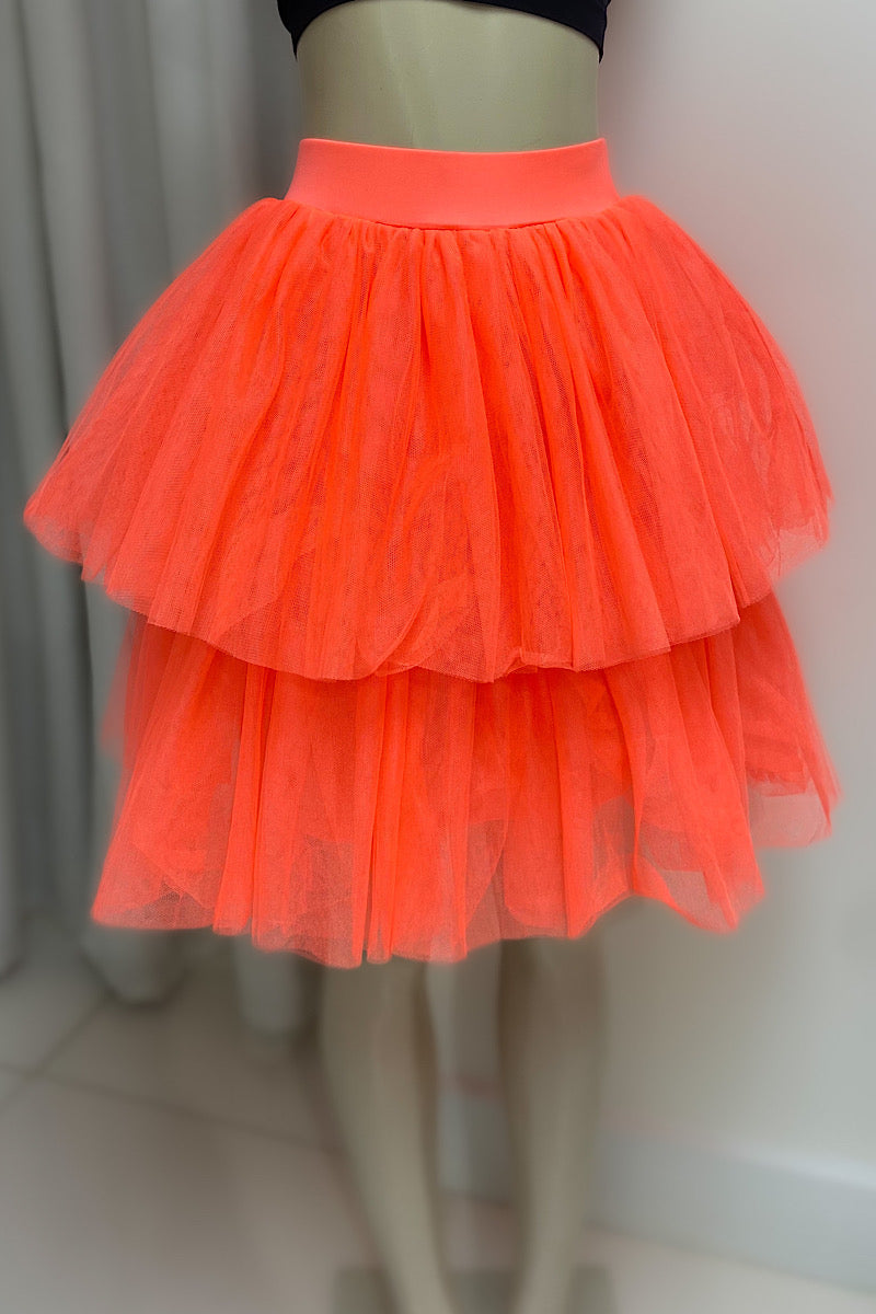 Neon Orange Tulle Skirt