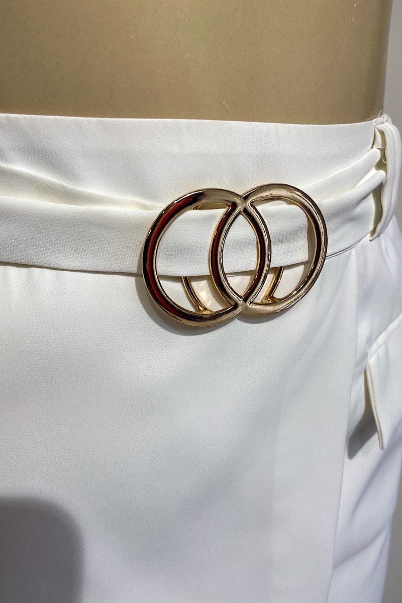 White Golden Belt Skirt