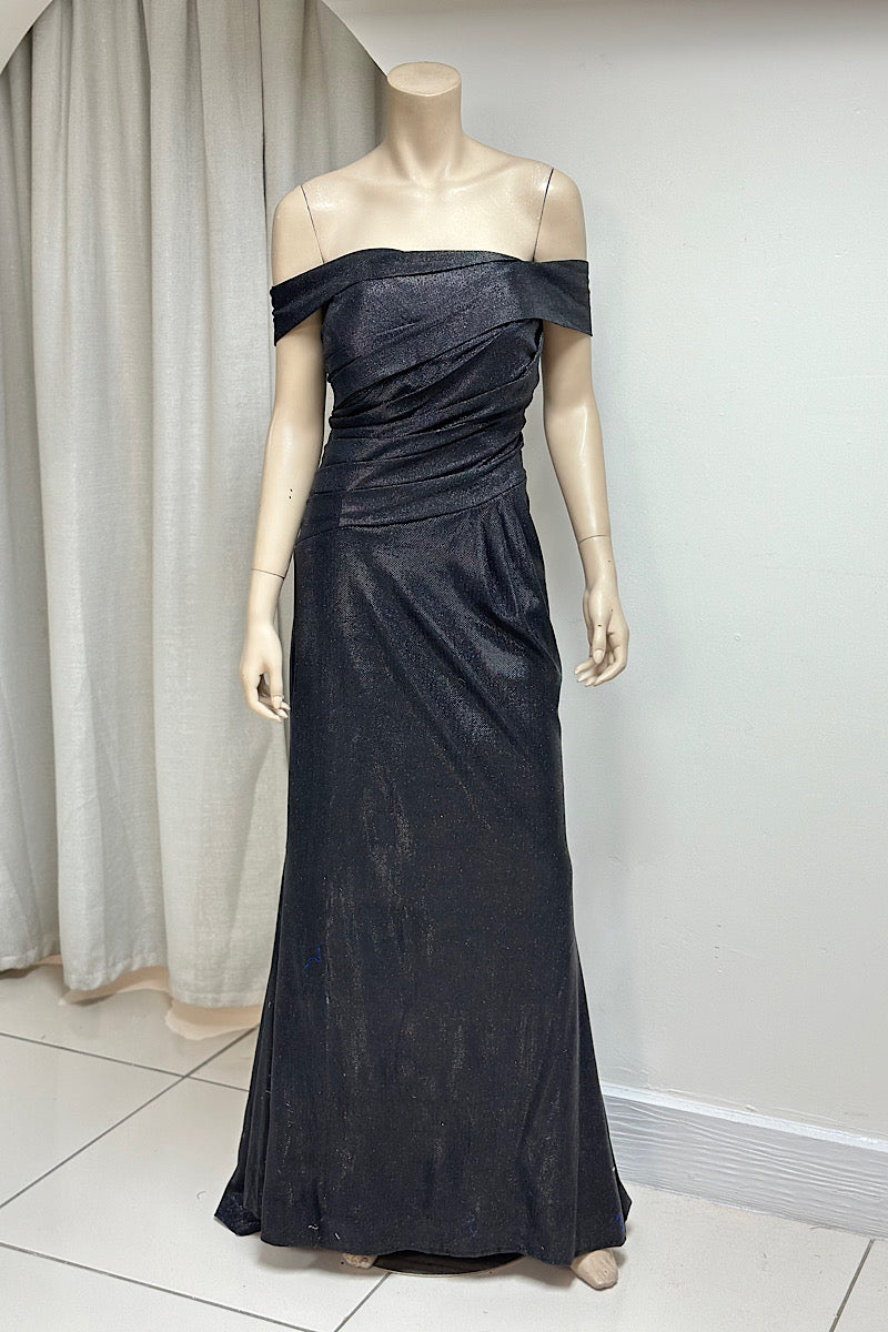 Off-Shoulder Flowy Shimmer Formal Dress