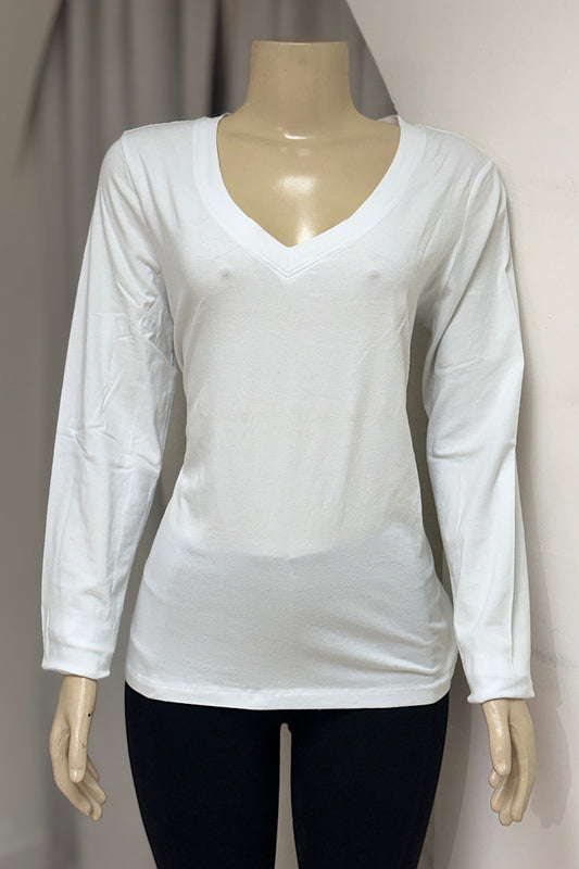 Curvy Long Sleeve V-Neck T-Shirt