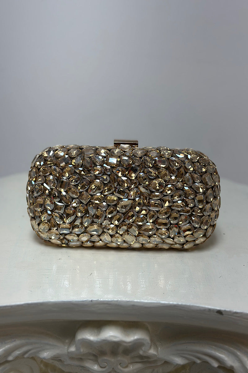 Rhinestone Embellished Oval Clutch