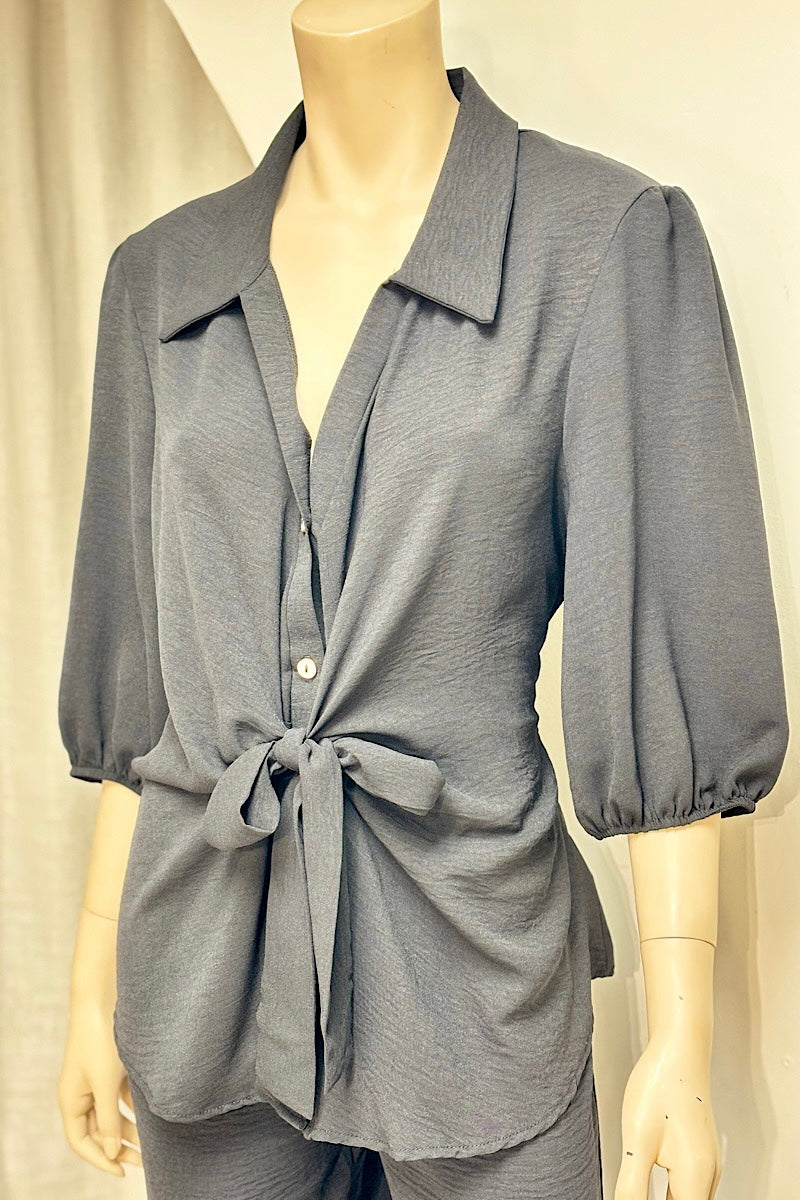 Tie Top Flowy Pants Set