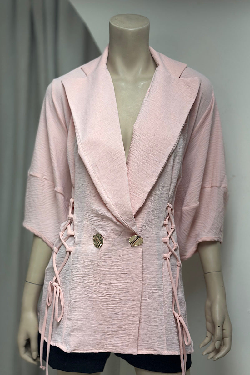 V-Neck Collared Gold Button Wrap Top