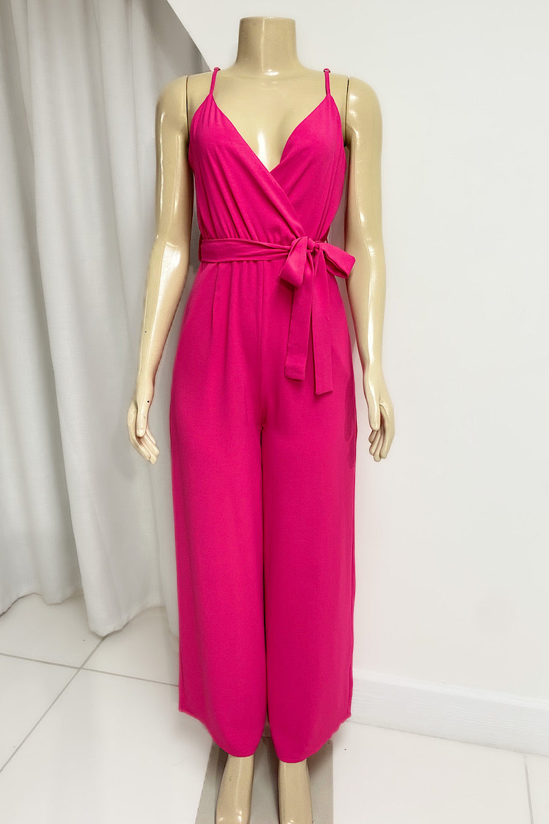 Spaghetti Strap Tie Waist Jumpsuit