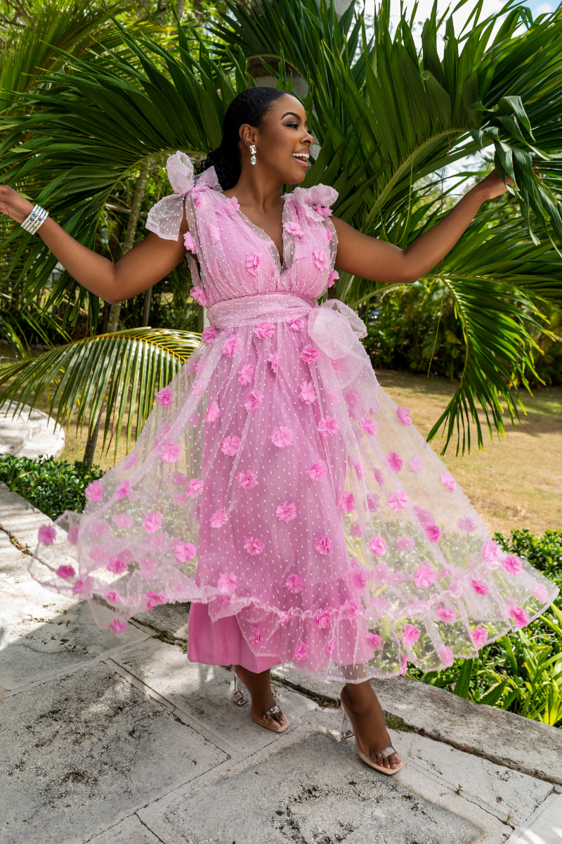 Flower Applique Flowy Dress