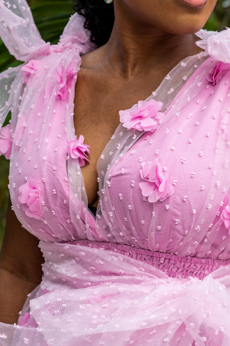 Flower Applique Flowy Dress