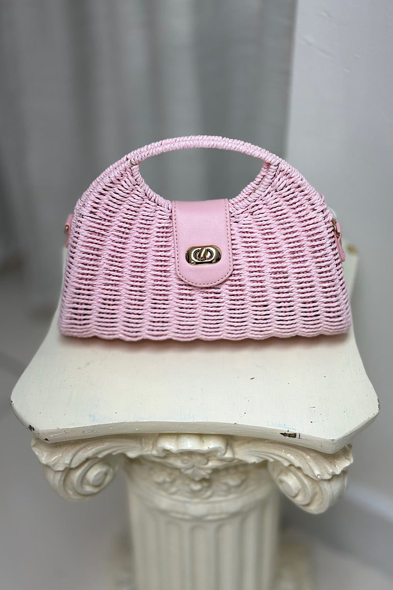Structured Raffia Handle Bag