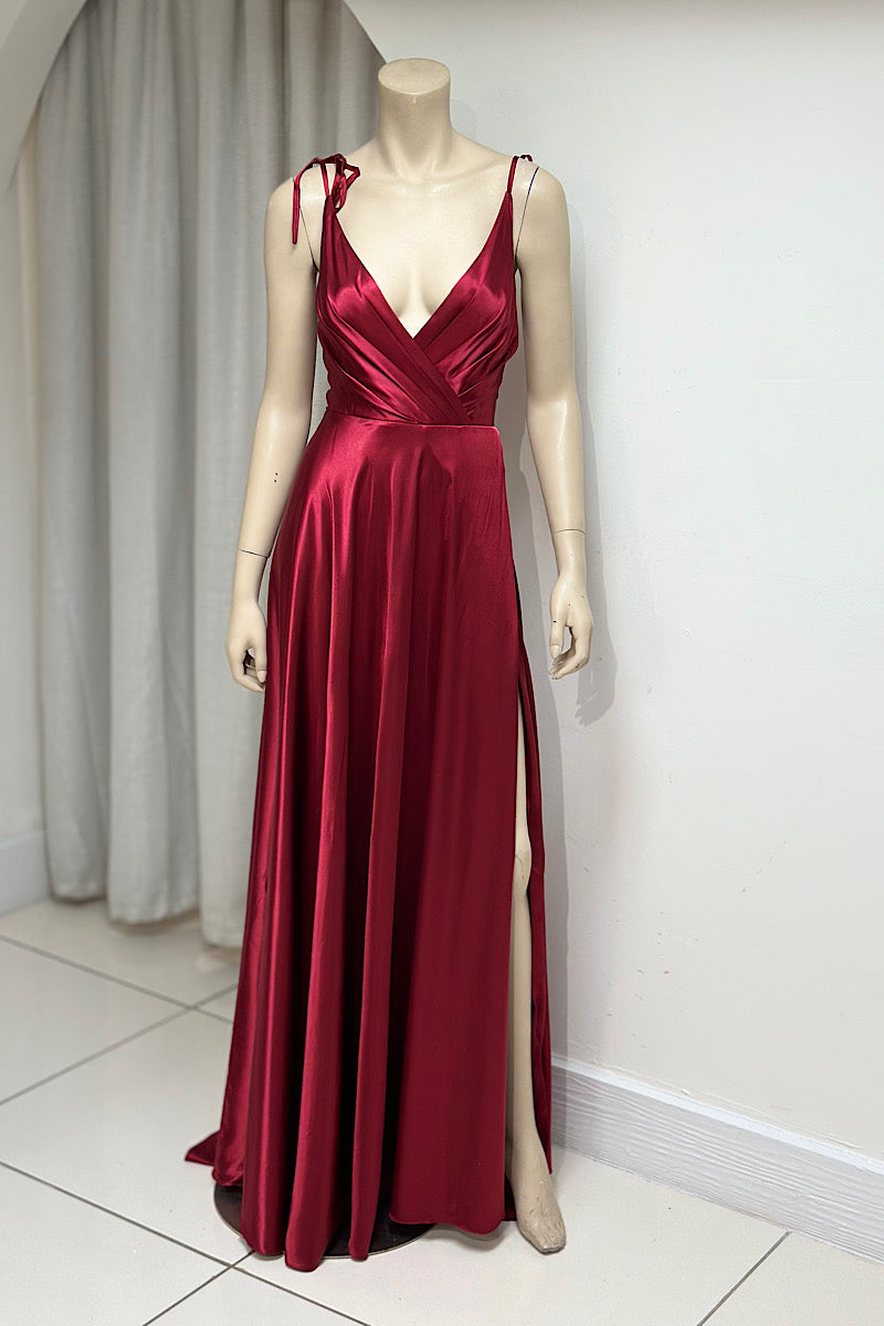 Tie-Shoulder V-Neck Flowy Formal