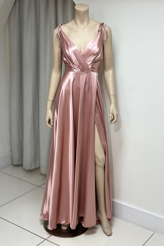 Tie-Shoulder V-Neck Flowy Formal
