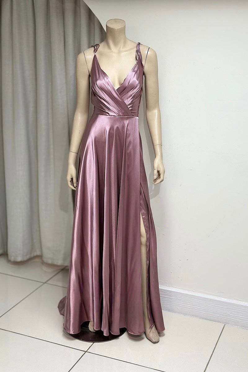 Tie-Shoulder V-Neck Flowy Formal