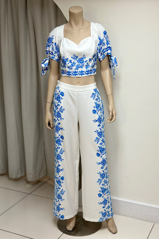 Floral Puff Sleeve Pant Set