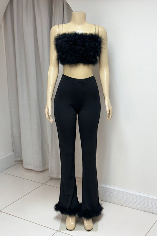 Fur Crop Bustier Set