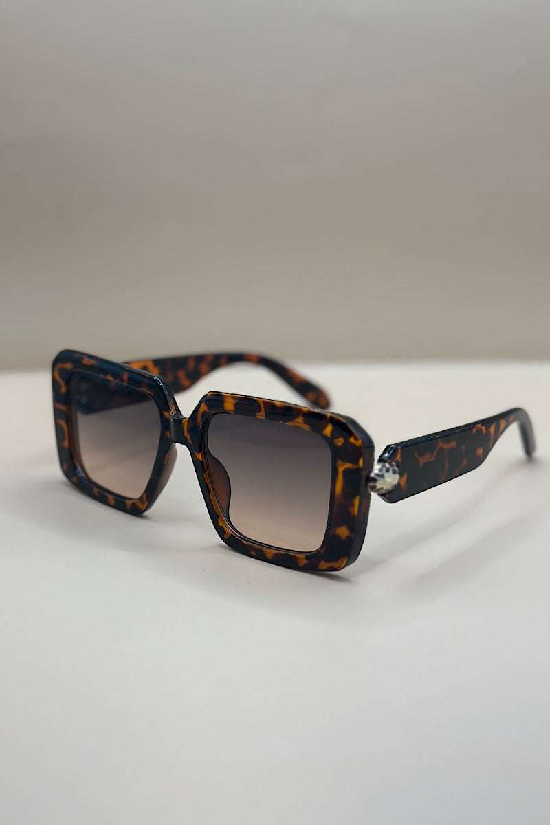 Wide Rim Honeycomb Detail Sunglasses