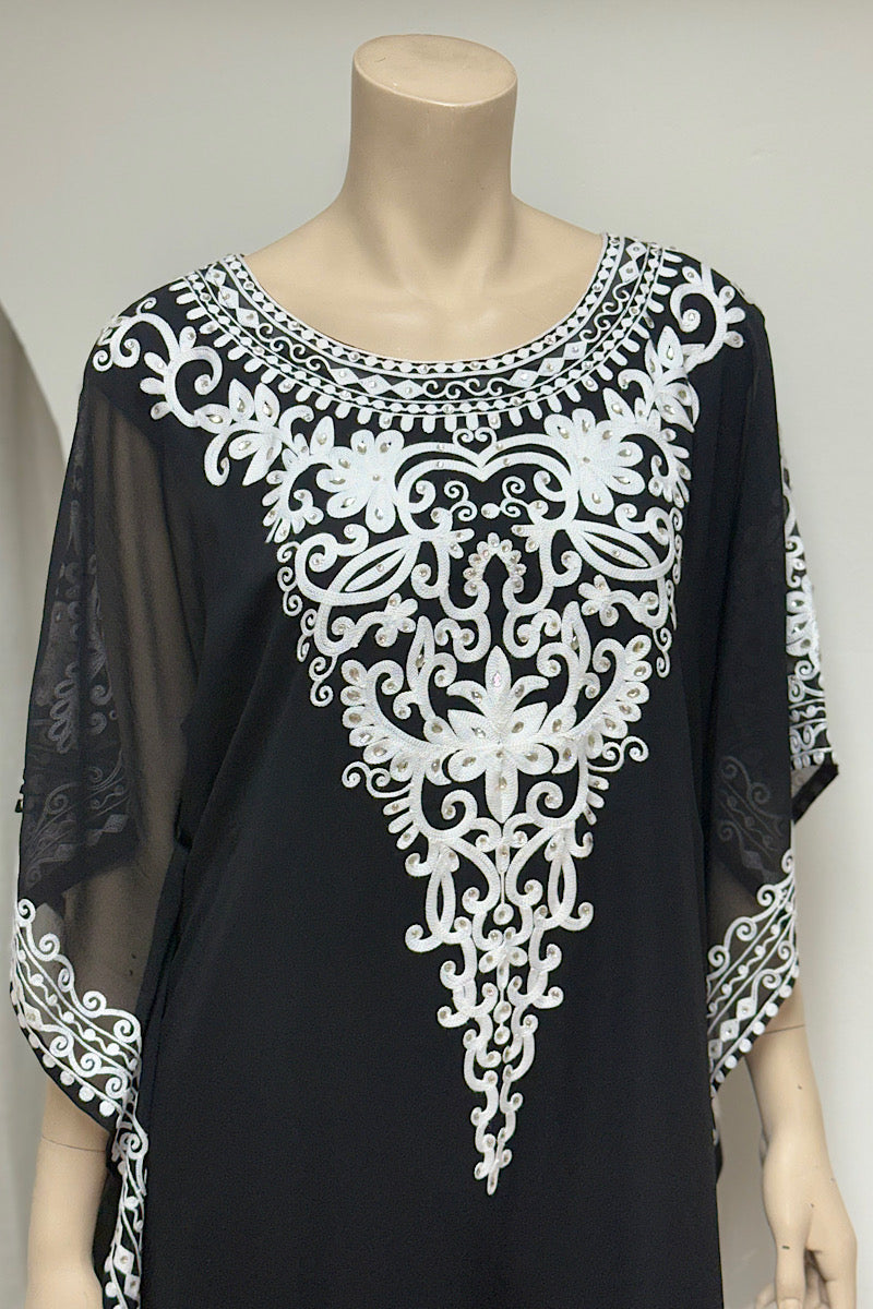 Flowy Embroidered Kaftan Dress