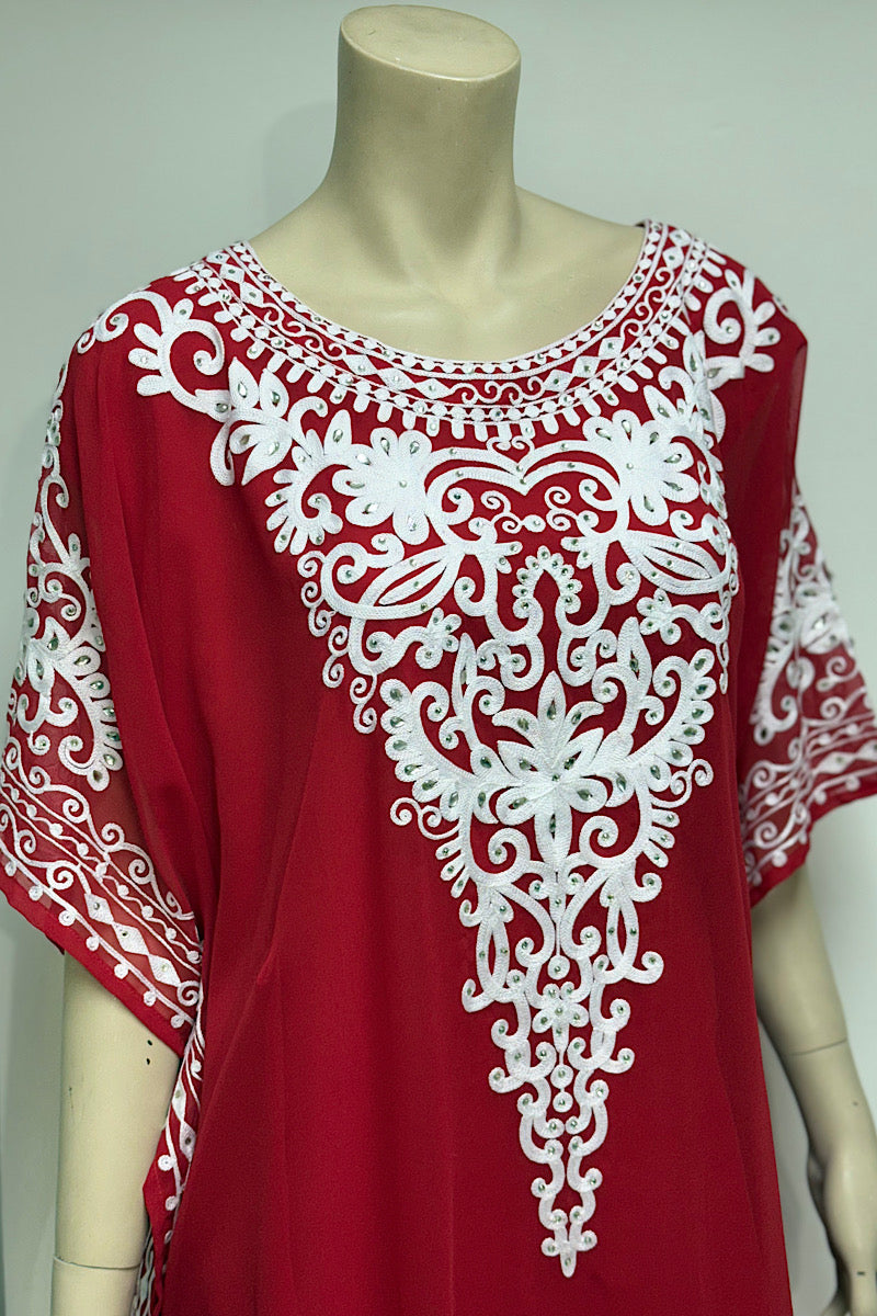 Flowy Embroidered Kaftan Dress