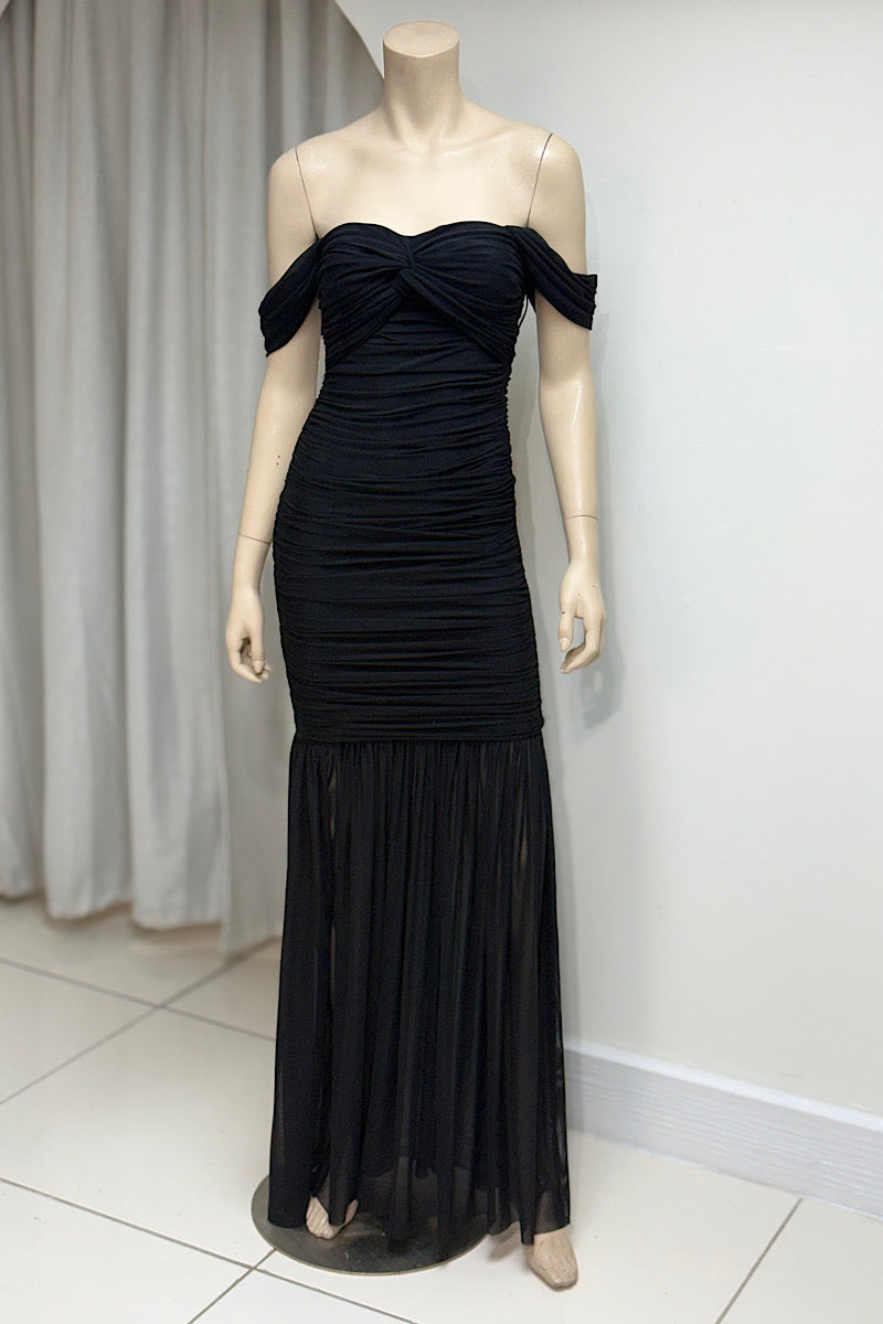 Ruched Knotted Fitted Maxi Dress