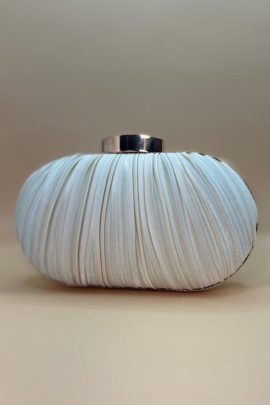 Pleated Fabric Oval Clutch