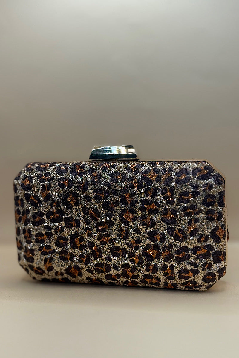 Sequin Leopard Print Clutch