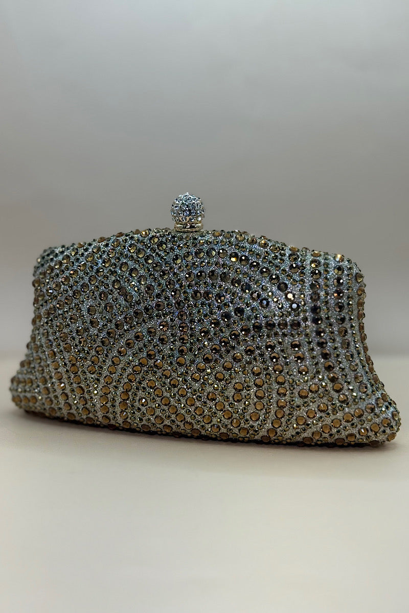 Narrow Embellished Curved Clutch Bag