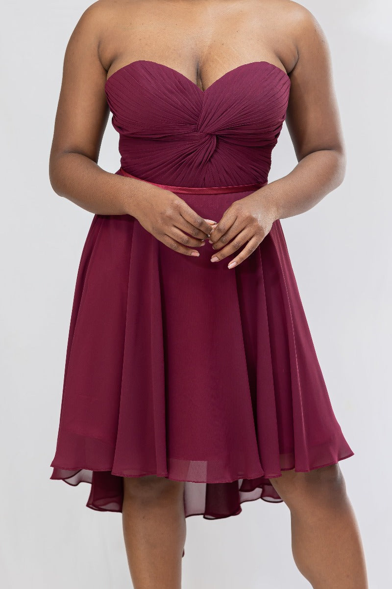 Burgundy Chiffon Short Formal