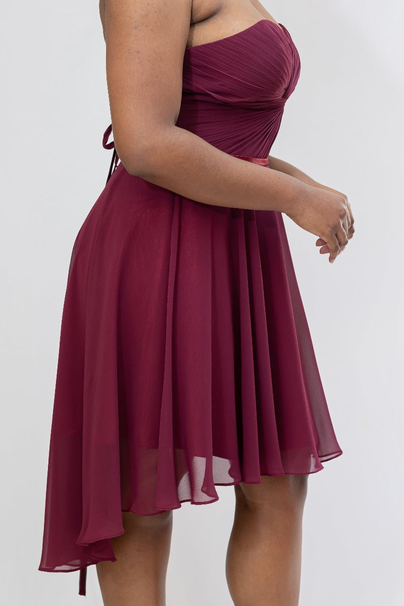 Burgundy Chiffon Short Formal