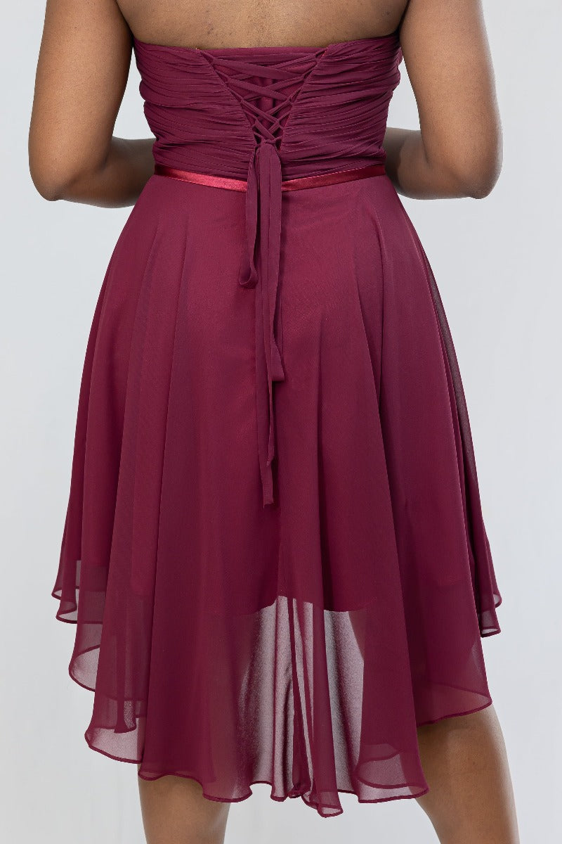 Burgundy Chiffon Short Formal