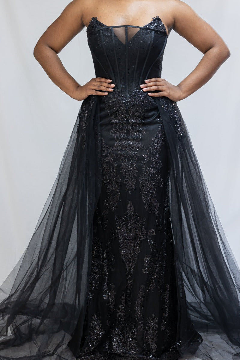 2 Layer Detachable Skirt/ Corset Sequin Formal