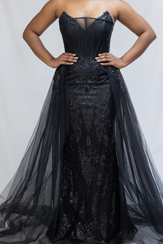 2 Layer Detachable Skirt/ Corset Sequin Formal