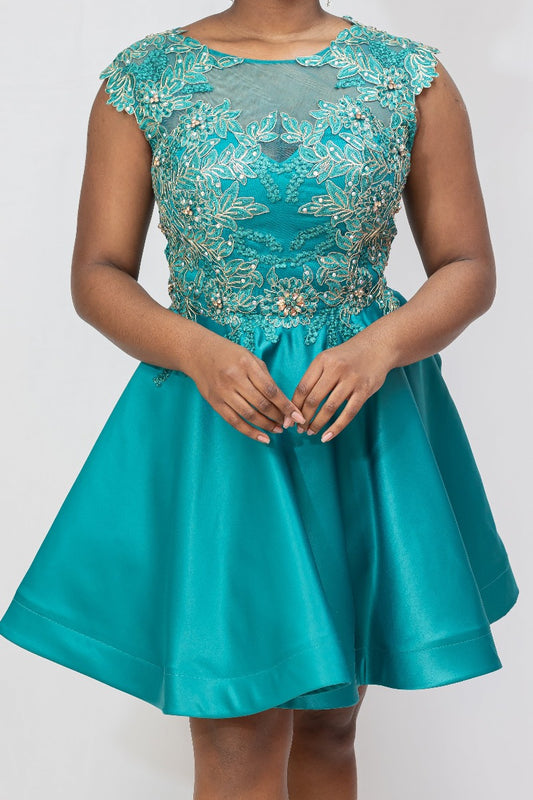 Teal Short Semi-Formal Dress