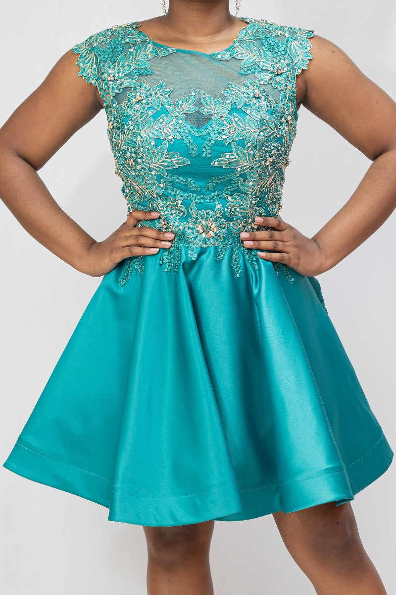 Teal Short Semi-Formal Dress