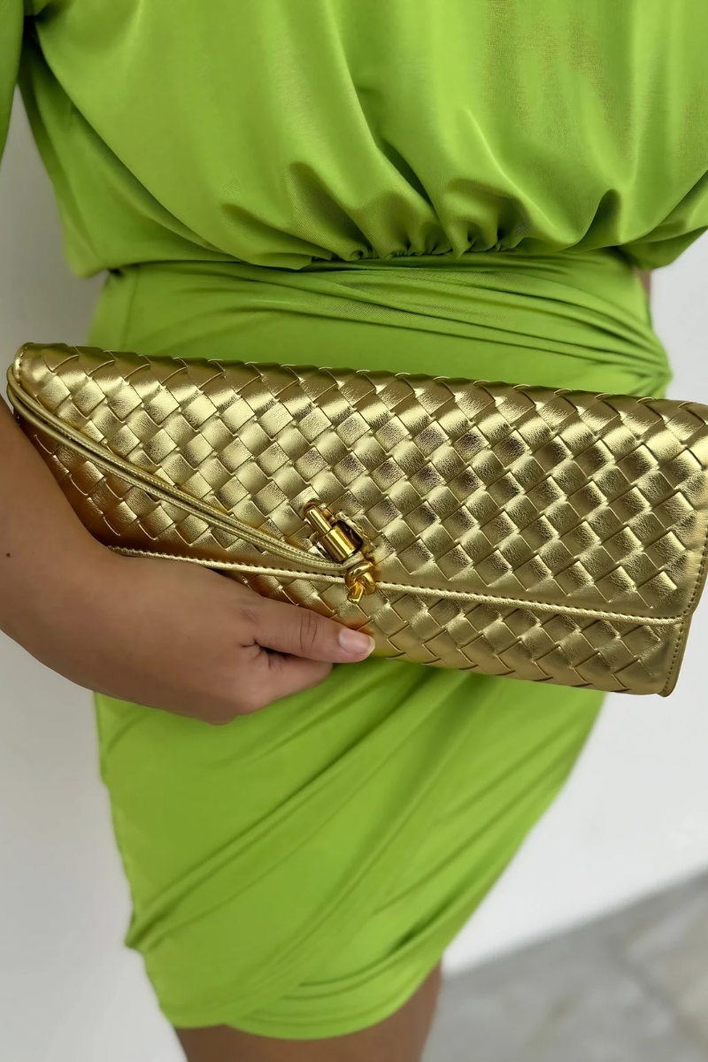 Braided Leather Envelope Clutch