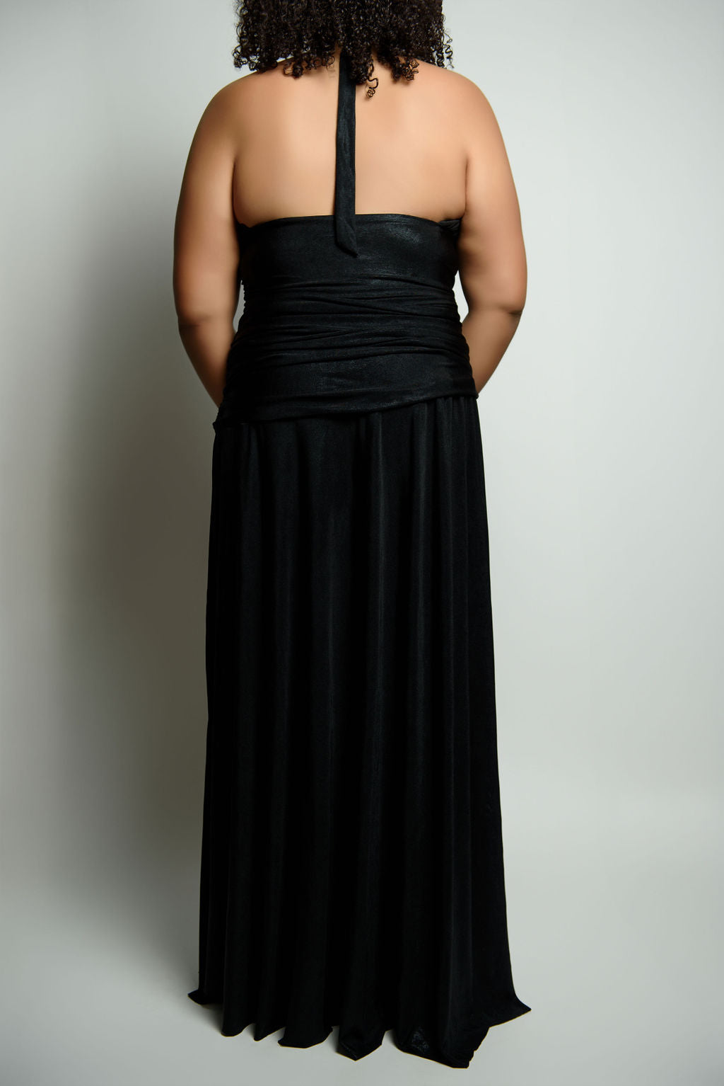 Halter Ruched Waist Maxi Dress