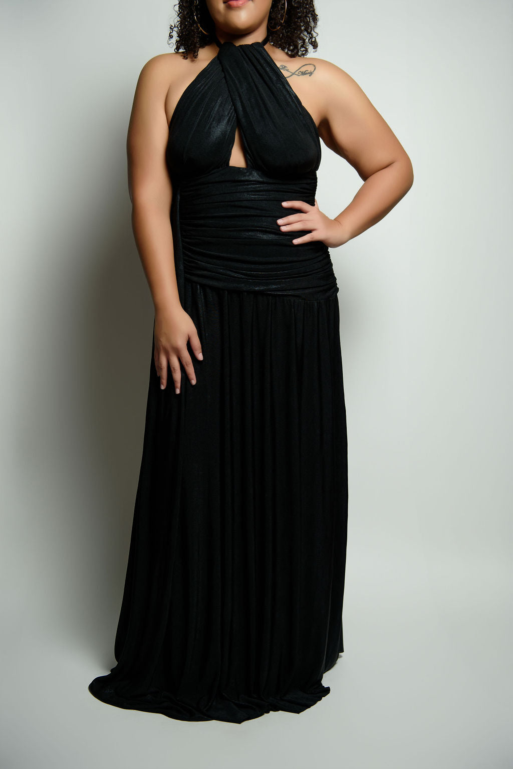 Halter Ruched Waist Maxi Dress