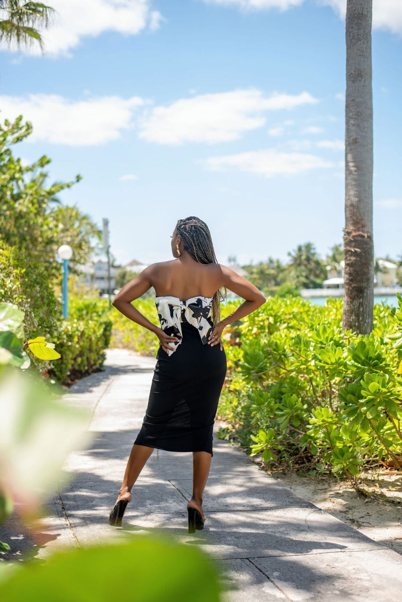 Black & White Brush Stroke Tube Dress