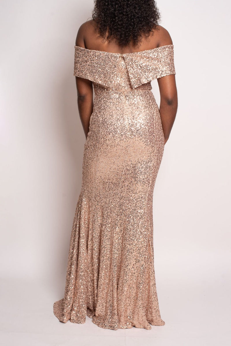 Sequin Off-Shoulder Fitted Formal