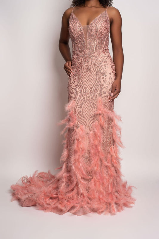 Feathered Corset Formal