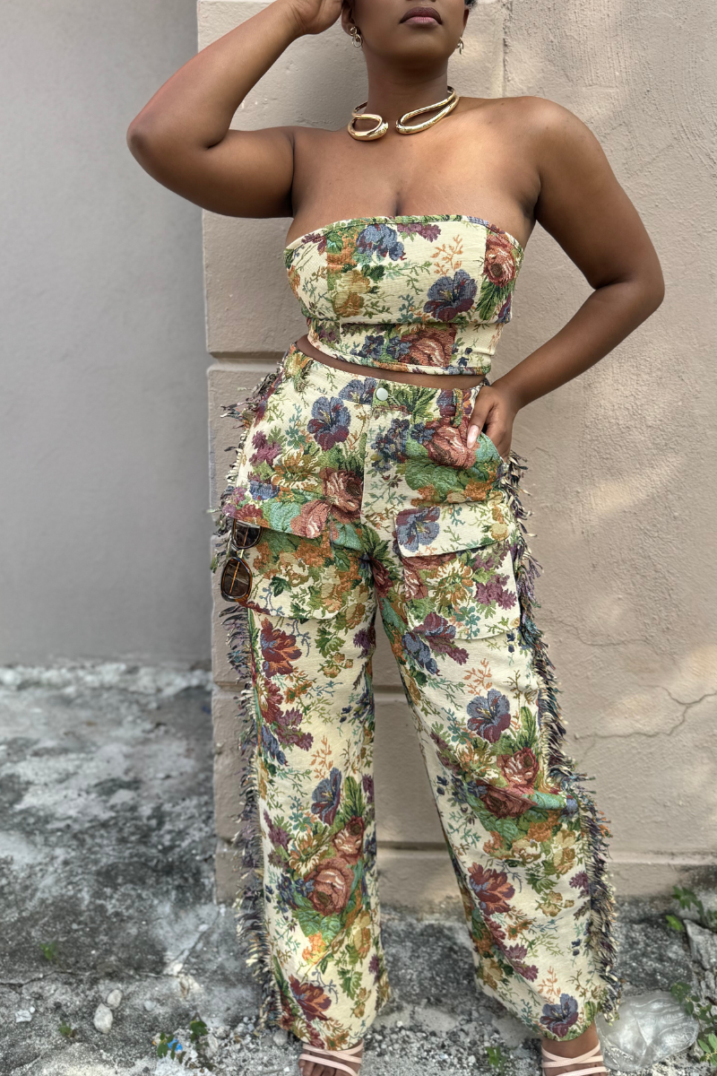 Jacquard Floral Tube Pant Set