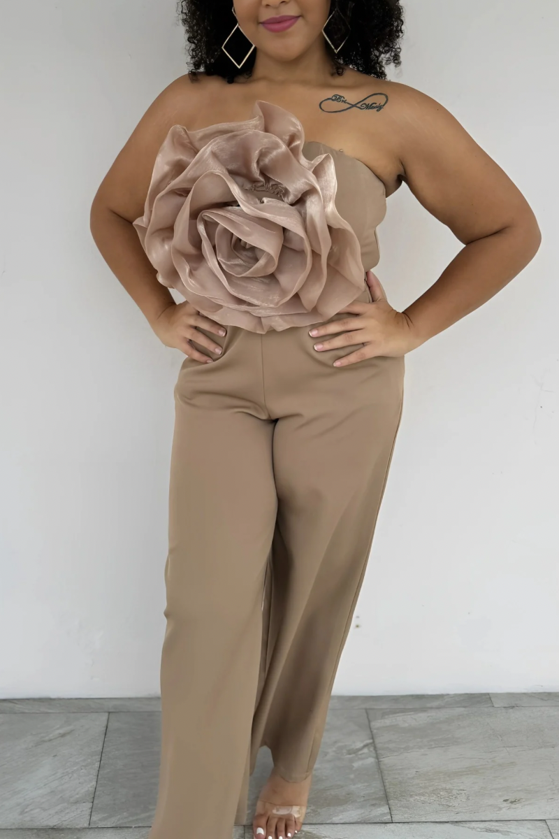 Rosette Crop Top Pant Set