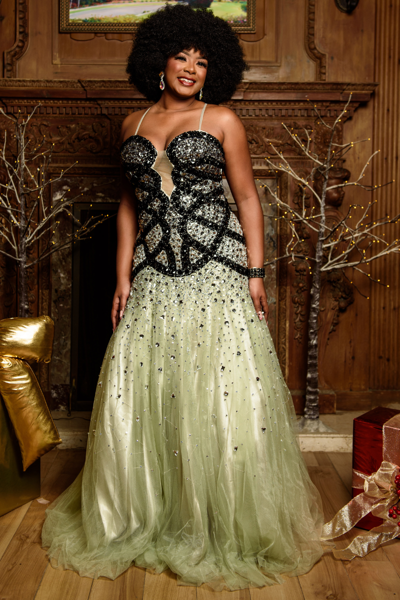 Sweetheart Rhinestone Pattern Formal